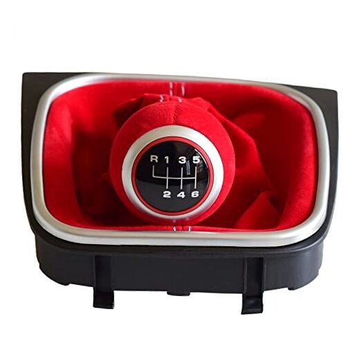 Red Suede Leather Gear Shift Knob – 6 Speed – Complete Red (6-Speed Style)
