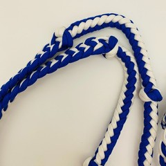 Challenger Western Nylon Braided Roping Knotted Barrel Reins Blue White