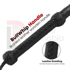 Handmade Black Leather Bullwhip 12 Plait 4–8ft Long Rope Core Whip Professional