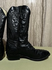 Vtg 80s Durango Black Leather Western Cowboy Boots Mens 10.5 Pull On