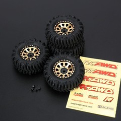 RCAWD 1.0″ 7mm Hex Brass Weights Wheels Tires Set, 55*22mm, 63g*4pcs, H7mm