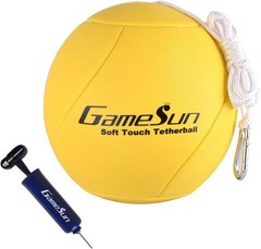 Tetherball Ball and Rope with Carabineer, Soft Touch, Portable Tetherballs with