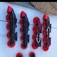 Powerslide Trinity Inline Roller Skate Frame Set with Red/Black Wheels