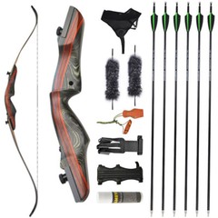 62″ Takedown Recurve Bow Set 20-50lbs Wooden Riser Limb Archery Hunting Target