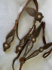 GORGEOUS Custom Crystal & Beaded Tack SET~HEADSTALL~BREAST COLLAR~HAND PAINTED