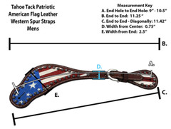 Tahoe Patriotic American Flag Leather Western Spur Straps – Pair Men’s or Ladies