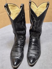 Vintage Tony Lama 2966 Boots Mens Size 9 D Black Leather Cowboy