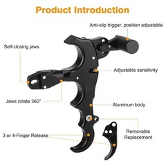 Archery Release Aid, 3/4 Finger Grip Thumb Trigger Caliper, Compound Bow Hunting
