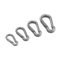 2pcs Stainless Steel Spring Snap Hook Quick Link Carabiner Clip 40-70mm