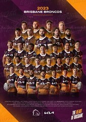 Framed 2023 BRISBANE BRONCOS NRL Poster – 45cm x 32cm x 3cm