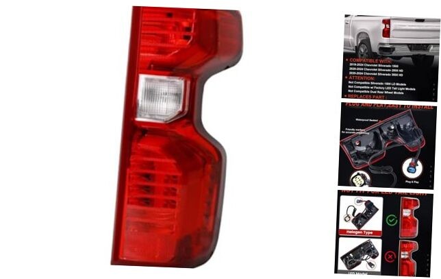 Tail Light Compatible With 2019-2024 Chevy Right Passenger Side Halogen Type