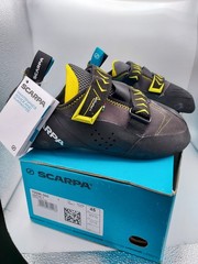 Scarpa Vapor V Climbing Shoe Men’s Size 11.5, EU 45, New In Box, Smoke & Yellow