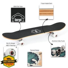 Amrgot Skateboards for Beginners,31 * 8 inches Complete Skateboards for Kids,…