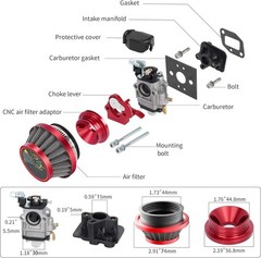 15mm Carburetor Upgrade Kit Air Filter Set Compatible with 2 Stroke 43cc 47cc…