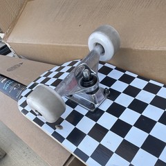 Amazon Complete Skateboard Black & White Checkerboard Deck w/ Grip Tape