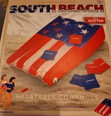 South Beach Floating Bean Bag Toss Inflatable Cornhole Game for Outdoor Pool