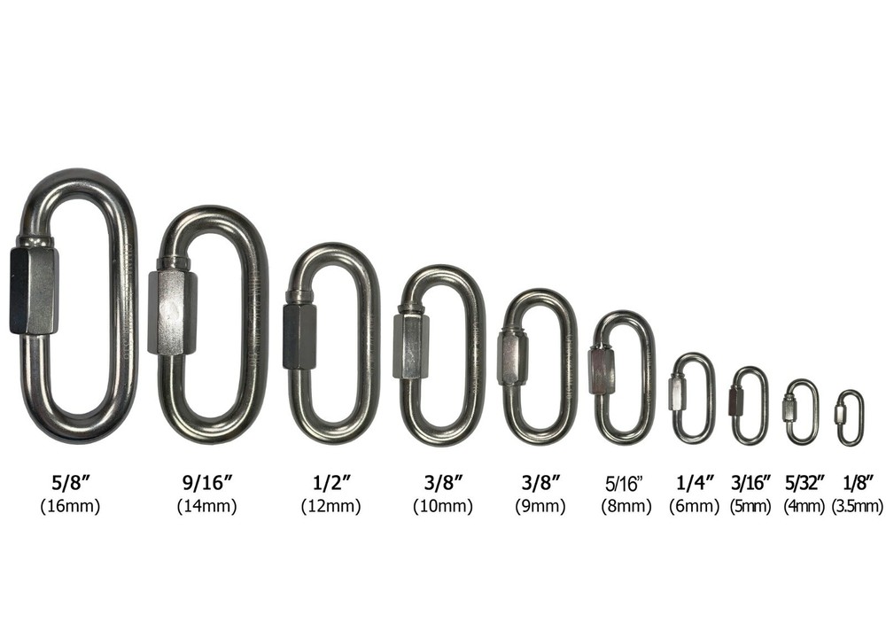 T316 Stainless Steel Quick Link Marine Grade Boating or Rigging 1/8″ to 5/8″
