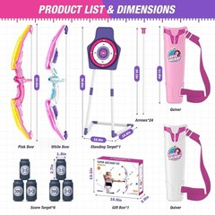 2 Pack Bow and Arrow for Kids 4-6, LED Light Up Archery Set with 24 Suction C…