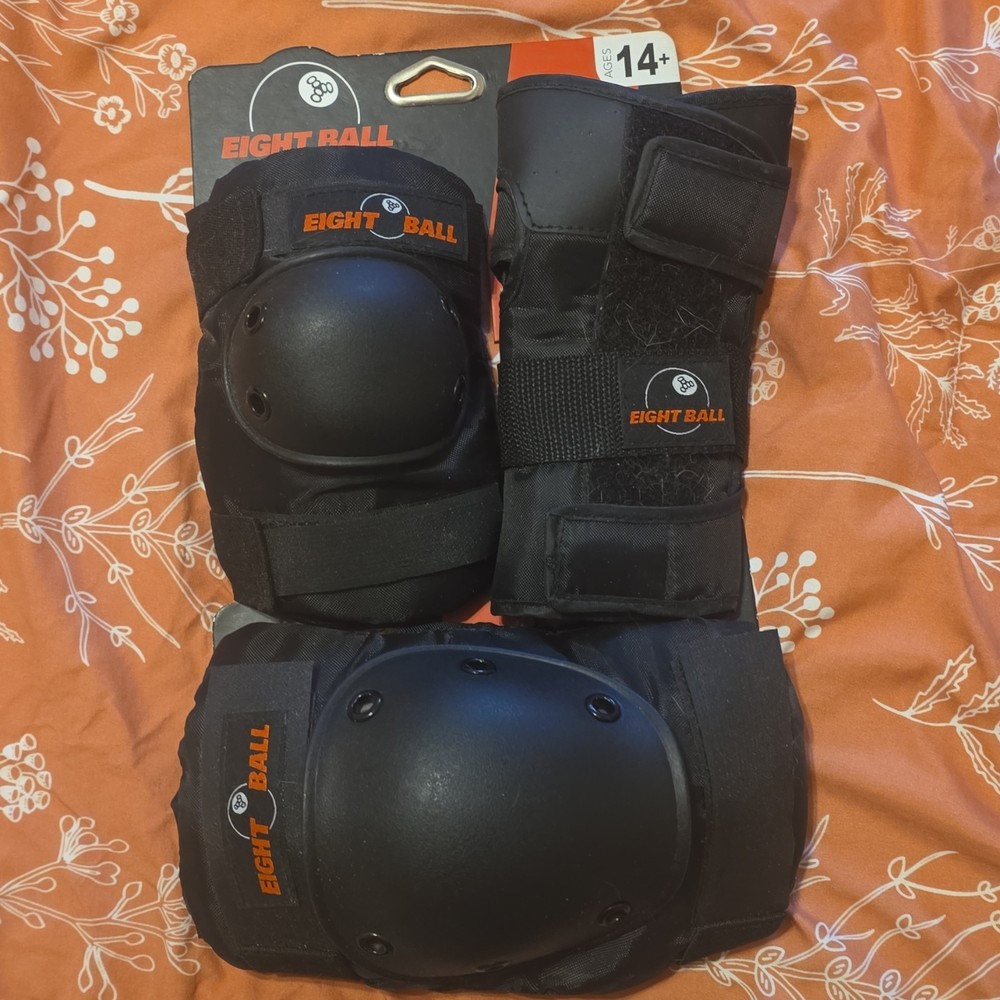 Eight Ball Knee, Elbow & Wrist Pads Protective Gear Set for Skateboarding