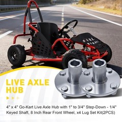 4″ x 4″ Go-Kart Live Axle Hub Kit with 8 Lug Nuts – Durable & Easy to Install