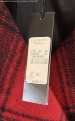 Talbots Red Black Plaid Wool Alpaca Double Breasted Peacoat Jacket 16 NWT
