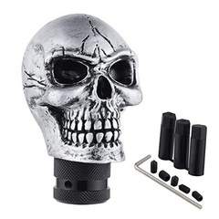 Small Shifter Knob, Skull Gear Grip Head with 3 Adapters Fit for Most Sliver