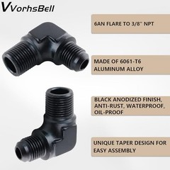 Male Flare to 3/8″ NPT 90 Degree Fitting Adapter 6AN 6AN to 3/8 NPT