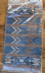 Weaver Saddle Blanket Wool Aztec Western NWT Tan Teal 33×40 Navajo
