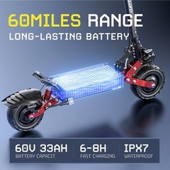 Tifgalop Electric Scooters Adult w/Seat 50MPH 6000W Off Road E-Scooter Folding
