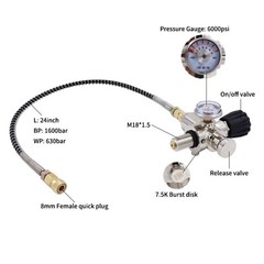 TUXING pcp Air Tank 4500psi 3L/183CI Carbon Fiber HPA Tank with Filling Station