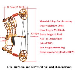 Archery Compound Bow Kit 30-60lbs Dual-use Short Axis Hunting Target RHLH