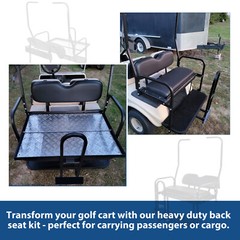 For 1982-2000 Club Car DS Golf Cart Flip Folding Rear Seat Kit w/ Grab Bar black