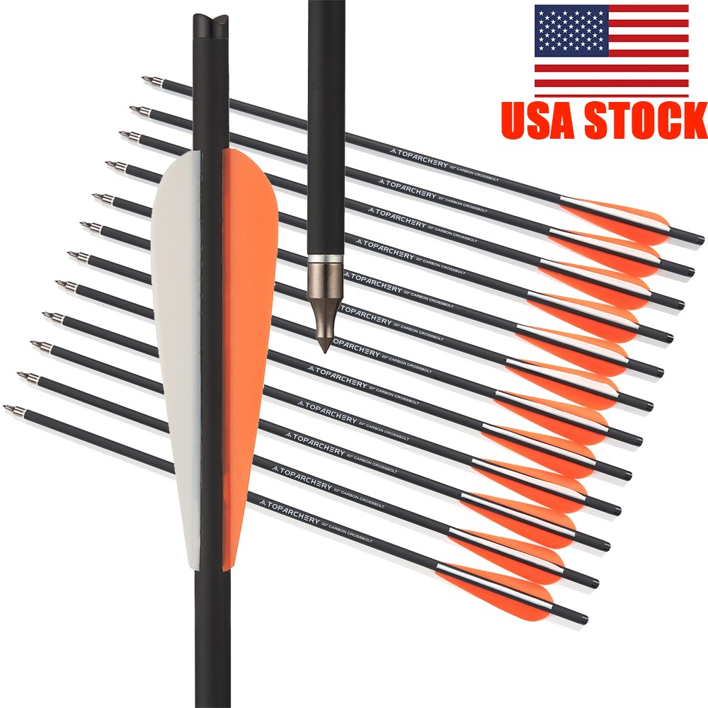 12PCS 20″ Crossbow Bolts Carbon Arrows ID7.6mm Archery Hunting Shooting Target