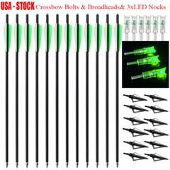 Hunting 20 inch Archery Carbon Crossbow Bolts Half Moon Nock OD 8.8mm Arrows
