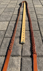 54″ Full Horse English Braided Leather Reins, Made in England, Color: Oak Bark