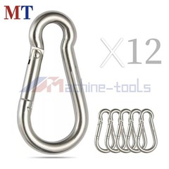 12 Pack 264 Lbs Capacity 304 Stainless Steel Spring Snap Hook Carabiner Clips