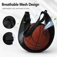 Mesh Basketball Bag Lightweight Ball Carry Bag Adjustable Shoulder Strap for Bas