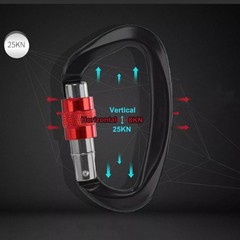 5Pcs Black 25KN D Shape Duty Screwgate Locking Carabiner For Climbing Caving eq