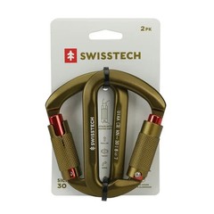 Swiss Tech 30KN Climbing Carabiners, 2 pack, Auto Locking, Lightweight, 7075 Alu