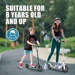 Kick Scooter for Ages 6+, Kids, Teens & Adults. Max Load 240 LBS. 8IN Big Whe…