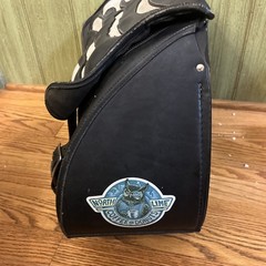 2 Heavy-duty Motorcycle US Saddlebags Large Leather Pair Flames Set Black Lock
