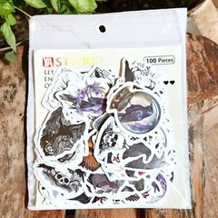 100 Pcs Gothic Raven Theme Stickers Lot For Laptops, Skateboards, Journal & More
