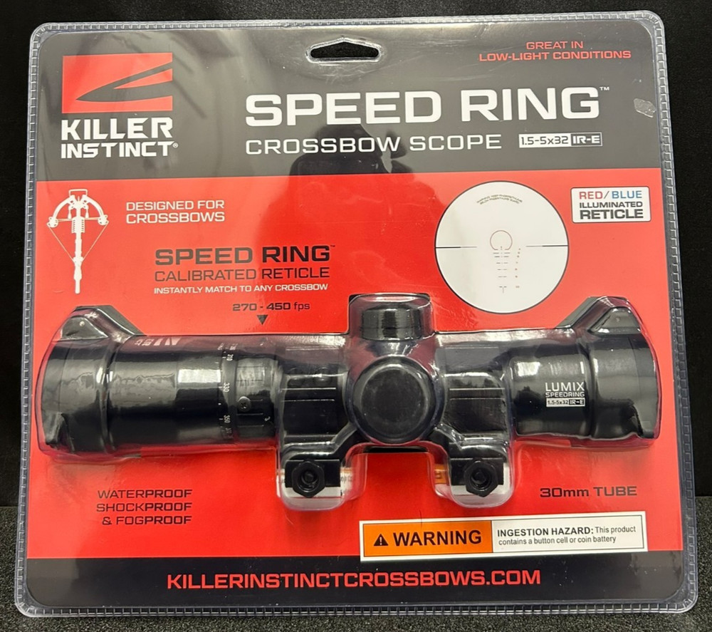 Killer Instinct Speed Ring Crossbow Scope 1.5-5X32 IR-E 30 mm tube NEW FREE SHIP