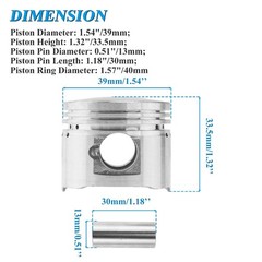 GY6 50CC 39mm Piston Ring Kit 13mm Pin 30mm Length ATV Parts GY6 80CC 100CC