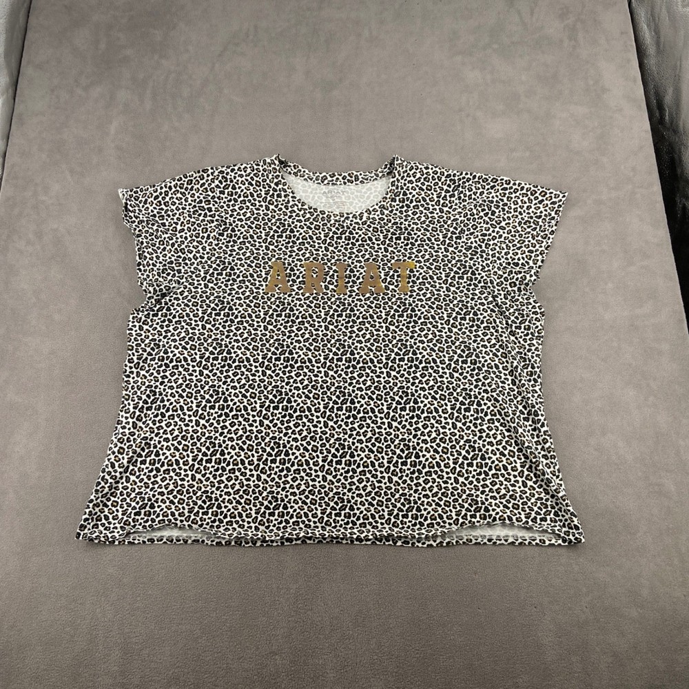 Ariat ReAL Womens 3X Leopard Animal Print Gold Logo Tee T-Shirt Classic Fit