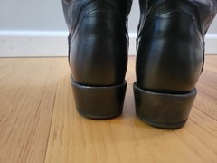 Men’s Justin Round Toe Cowboy Boots, Size 8.5D, Black Leather, Excellent Cond
