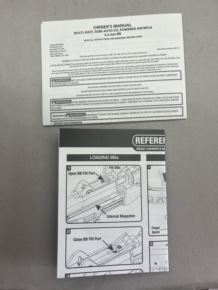 Crosman Comrade AK BB Gun Air Rifle Owner’s Manual