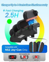 Charging Dock for Switch 2 JoyCon, Magnetic Fast Charger Station for 4 JoyCon…