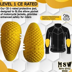 CE-1 Rated Elbow Protective Pads for Motorcycle Jacket