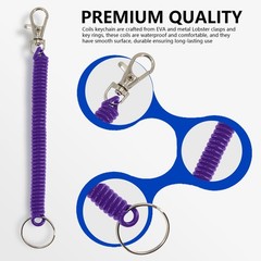16Pcs Retractable Spring Coil Keychain Colorful Spiral Wrist Coil Key Chains
